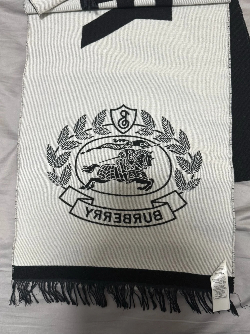 Burberry Black & White Logo wool Scarf